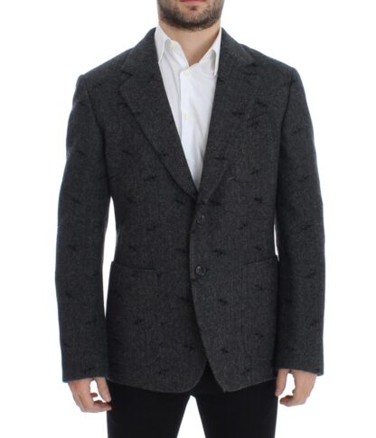 Dolce & Gabbana - Embroidered Gray Wool Blend Blazer Jacket