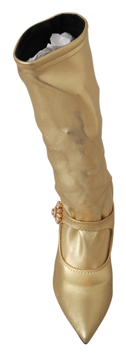 Dolce & Gabbana - Elegant Gold Crystal Booties