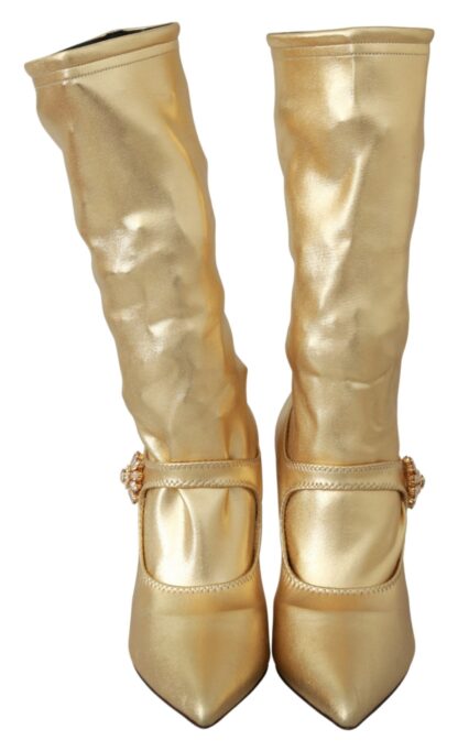 Dolce & Gabbana - Elegant Gold Crystal Booties