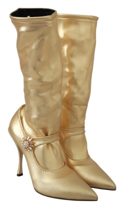 Dolce & Gabbana - Elegant Gold Crystal Booties