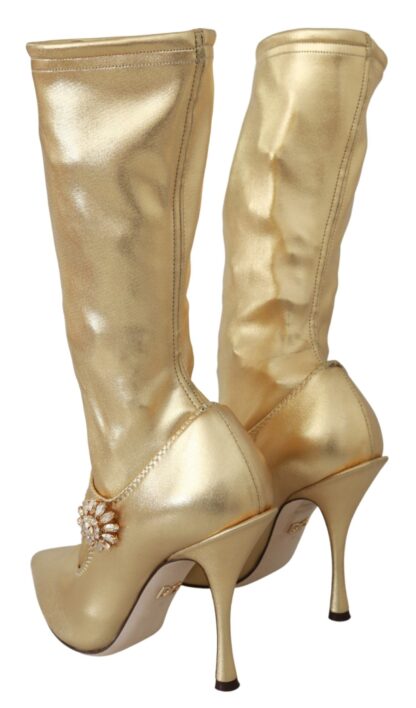 Dolce & Gabbana - Elegant Gold Crystal Booties