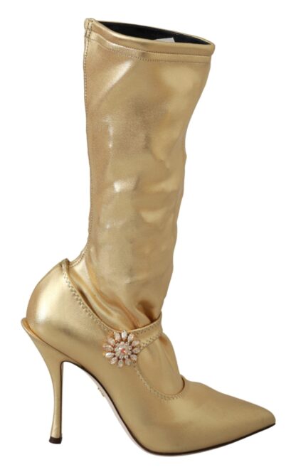 Dolce & Gabbana - Elegant Gold Crystal Booties