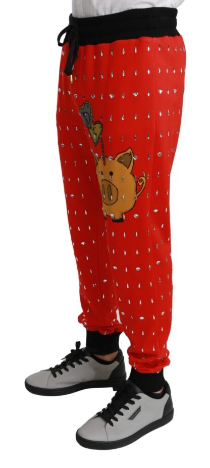 Dolce & Gabbana - Chic Red Piggy Bank Print Sweatpants