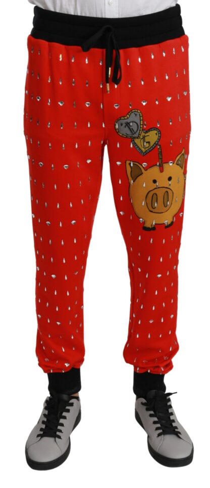 Dolce & Gabbana - Chic Red Piggy Bank Print Sweatpants