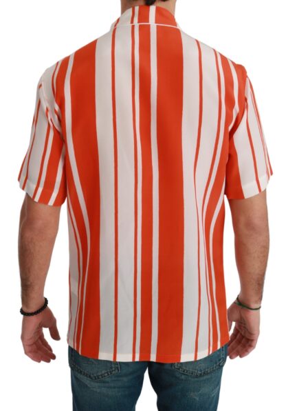 Dolce & Gabbana - Elegant Striped Silk Shirt - White & Orange