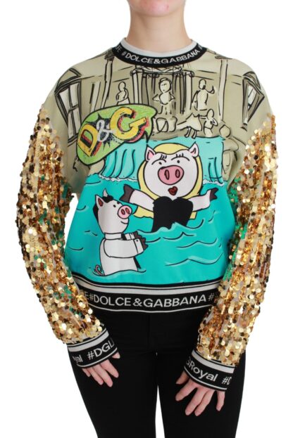 Dolce & Gabbana - Chic Multicolor Motive Sequined Sweater