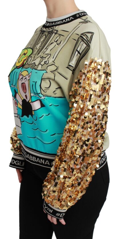 Dolce & Gabbana - Chic Multicolor Motive Sequined Sweater