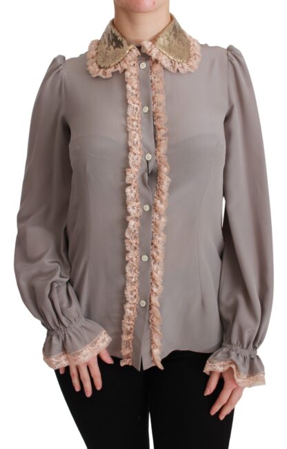 Dolce & Gabbana - Elegant Silk Blend Sequin Collar Shirt