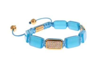 Nialaya - Elegant Blue Opal & Diamond-Studded Bracelet