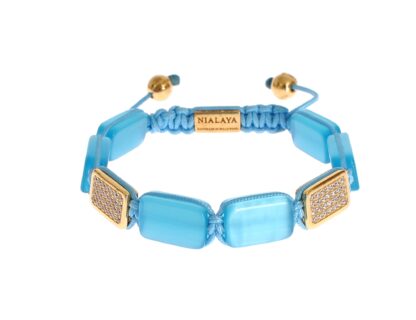 Nialaya - Elegant Blue Opal & Diamond-Studded Bracelet