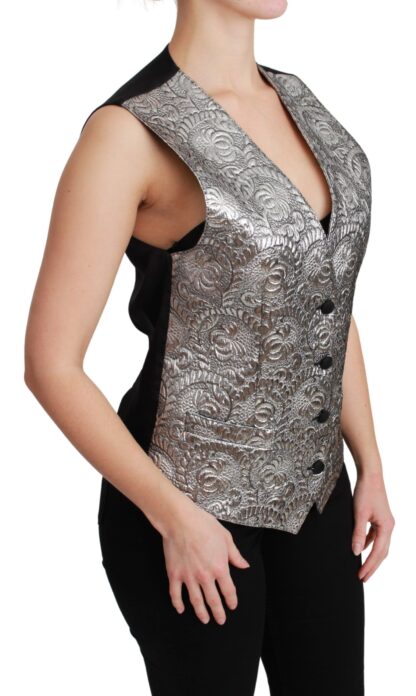 Dolce & Gabbana - Elegant Silver Sleeveless Brocade Vest