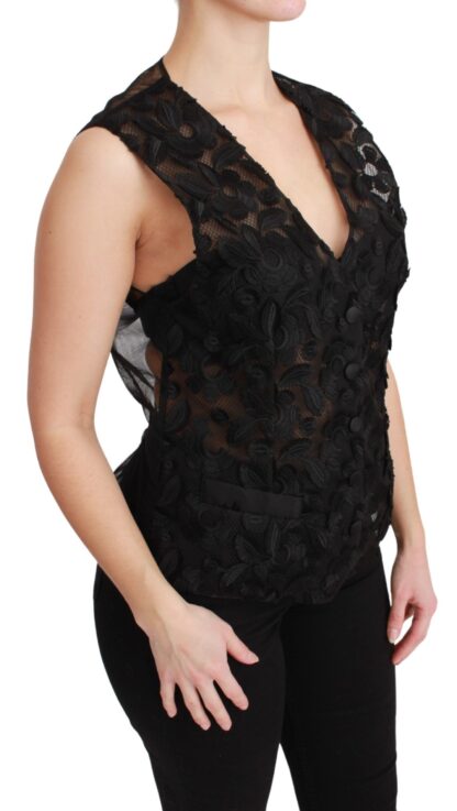 Dolce & Gabbana - Elegant Floral Black Silk Blend Vest