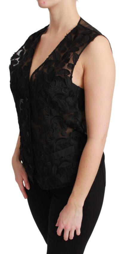 Dolce & Gabbana - Elegant Floral Black Silk Blend Vest