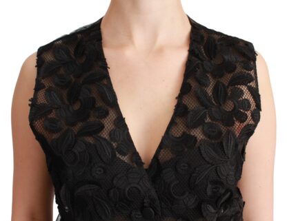 Dolce & Gabbana - Elegant Floral Black Silk Blend Vest