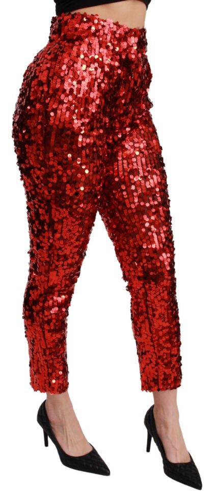 Dolce & Gabbana - Elegant High-Waist Cropped Red Trousers