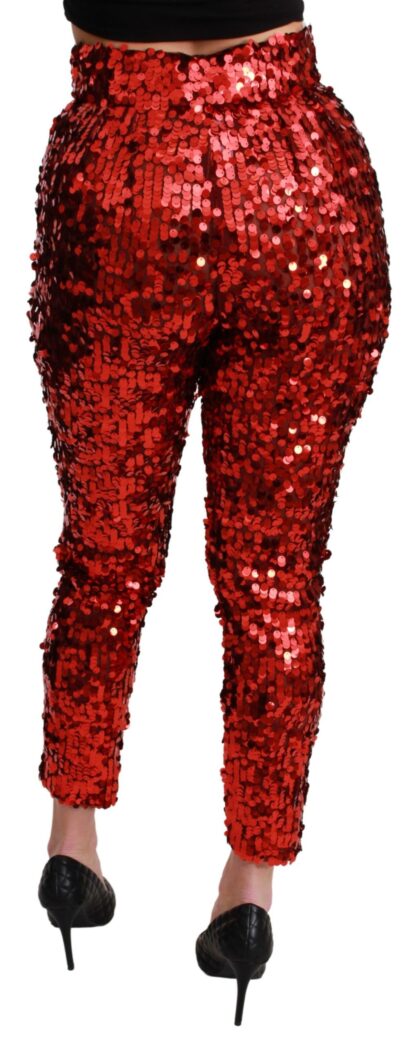 Dolce & Gabbana - Elegant High-Waist Cropped Red Trousers