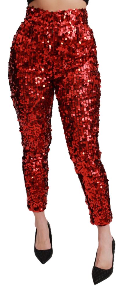 Dolce & Gabbana - Elegant High-Waist Cropped Red Trousers