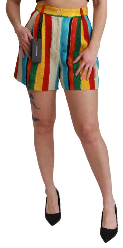 Dolce & Gabbana - Multicolor Striped High-Waist Shorts