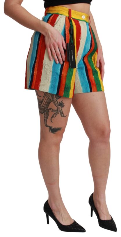 Dolce & Gabbana - Multicolor Striped High-Waist Shorts