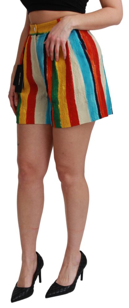 Dolce & Gabbana - Multicolor Striped High-Waist Shorts