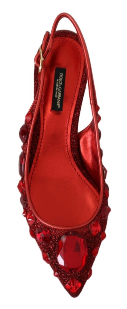 Dolce & Gabbana - Radiant Red Slingback Pumps with Crystal Motifs