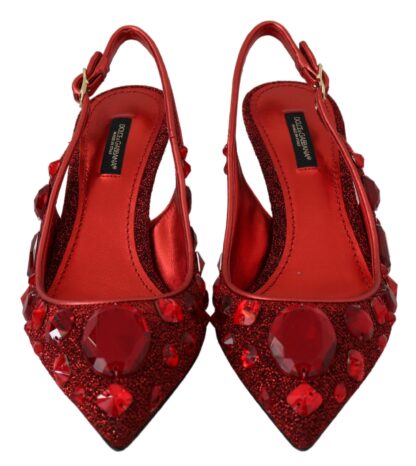 Dolce & Gabbana - Radiant Red Slingback Pumps with Crystal Motifs