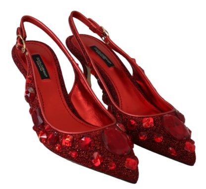 Dolce & Gabbana - Radiant Red Slingback Pumps with Crystal Motifs