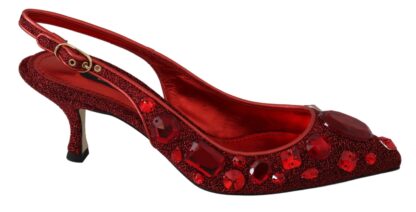 Dolce & Gabbana - Radiant Red Slingback Pumps with Crystal Motifs