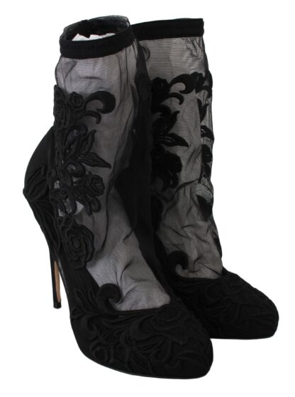 Dolce & Gabbana - Embroidered Floral Stiletto Socks Booties