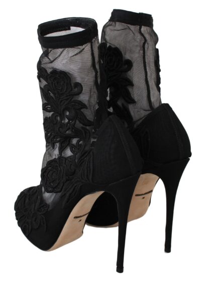 Dolce & Gabbana - Embroidered Floral Stiletto Socks Booties