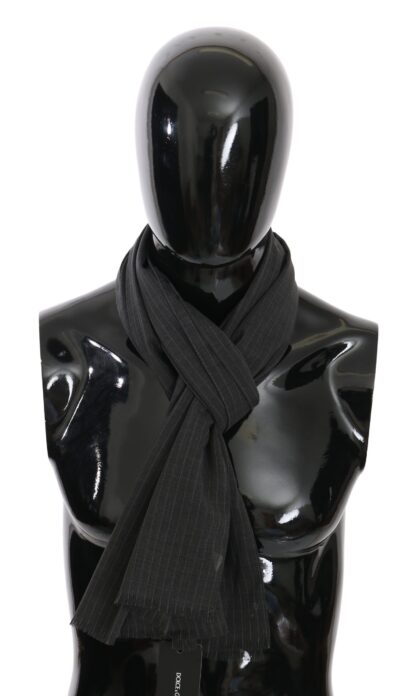 Dolce & Gabbana - Elegant Gray Striped Silk Scarf for Men