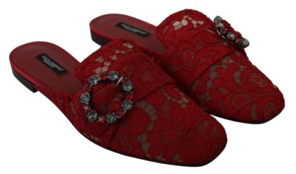 Dolce & Gabbana - Radiant Red Slide Flats with Crystal Embellishments