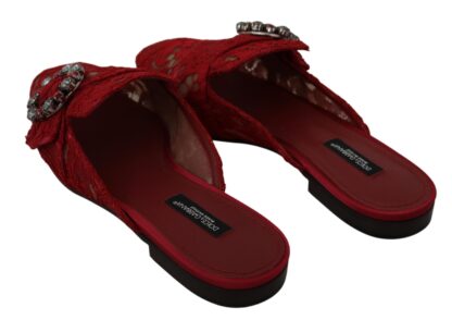 Dolce & Gabbana - Radiant Red Slide Flats with Crystal Embellishments