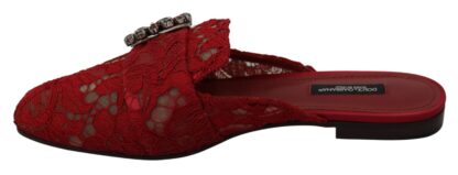 Dolce & Gabbana - Radiant Red Slide Flats with Crystal Embellishments