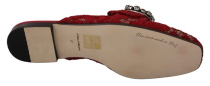 Dolce & Gabbana - Radiant Red Slide Flats with Crystal Embellishments