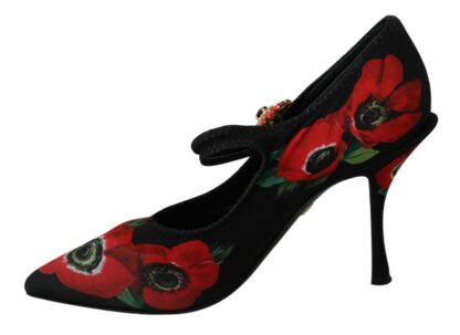 Dolce & Gabbana - Floral Mary Janes Pumps with Crystal Detail