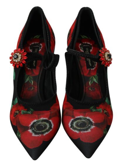 Dolce & Gabbana - Floral Mary Janes Pumps with Crystal Detail