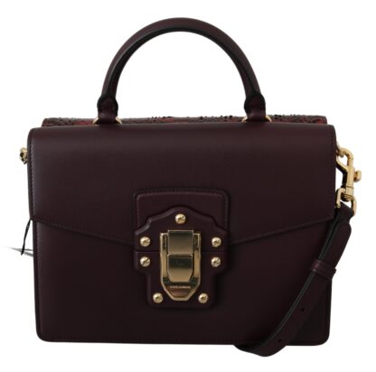 Dolce & Gabbana - Elegant Bordeaux Serpentine Leather Bag