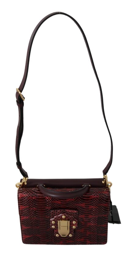 Dolce & Gabbana - Elegant Bordeaux Serpentine Leather Bag