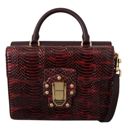 Dolce & Gabbana - Elegant Bordeaux Serpentine Leather Bag