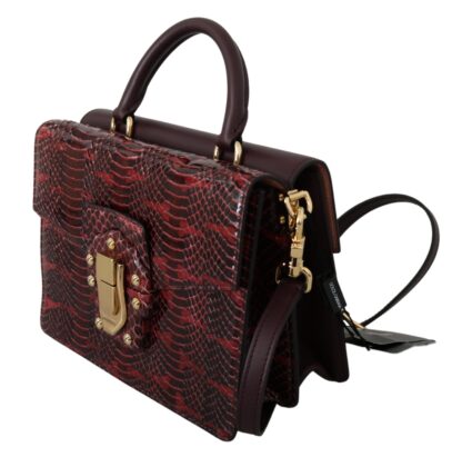 Dolce & Gabbana - Elegant Bordeaux Serpentine Leather Bag