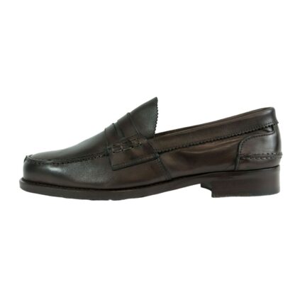 Saxone of Scotland - Elegant Dark Brown Leather Loafers for Men