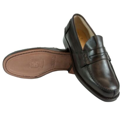 Saxone of Scotland - Elegant Dark Brown Leather Loafers for Men