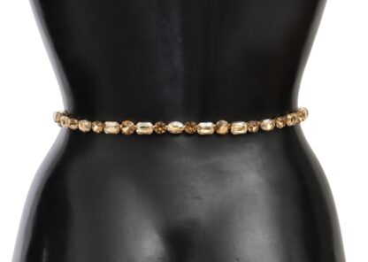 Dolce & Gabbana - Champagne Crystal Embellished Leather Belt