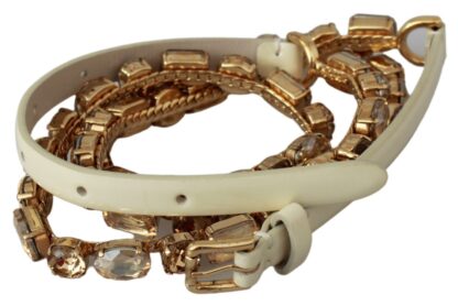 Dolce & Gabbana - Champagne Crystal Embellished Leather Belt