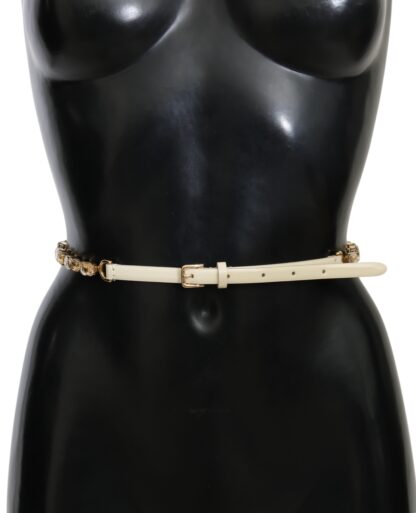 Dolce & Gabbana - Champagne Crystal Embellished Leather Belt