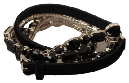 Dolce & Gabbana - Luxurious Black Crystal-Embellished Leather Belt