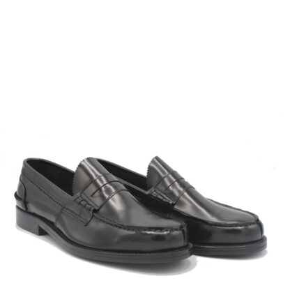 Saxone of Scotland - Elegant Black Calf Leather Loafers