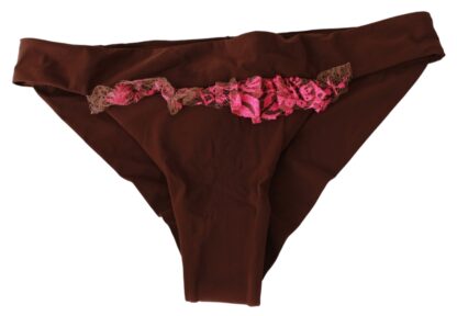 PINK MEMORIES - Chic Pink and Brown Two-Piece Swimsuit