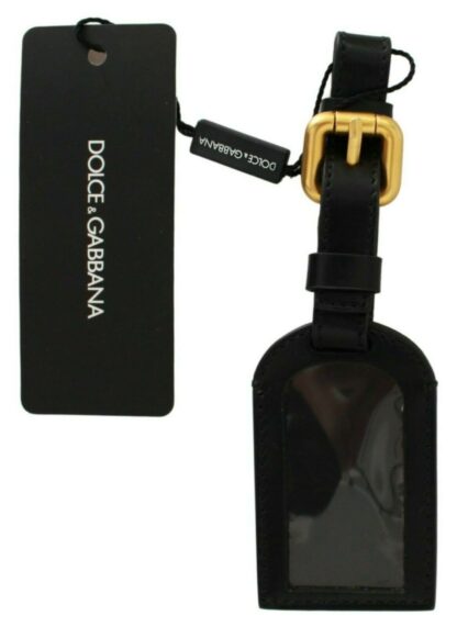 Dolce & Gabbana - Elegant Black Leather Keychain with Brass Accents